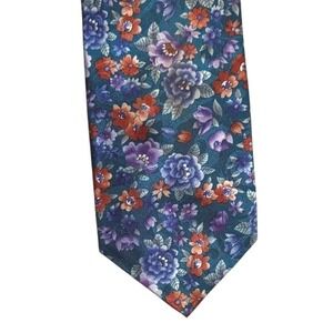 Men's Camden Court‎ Teal Multicolor Floral Flowers Necktie